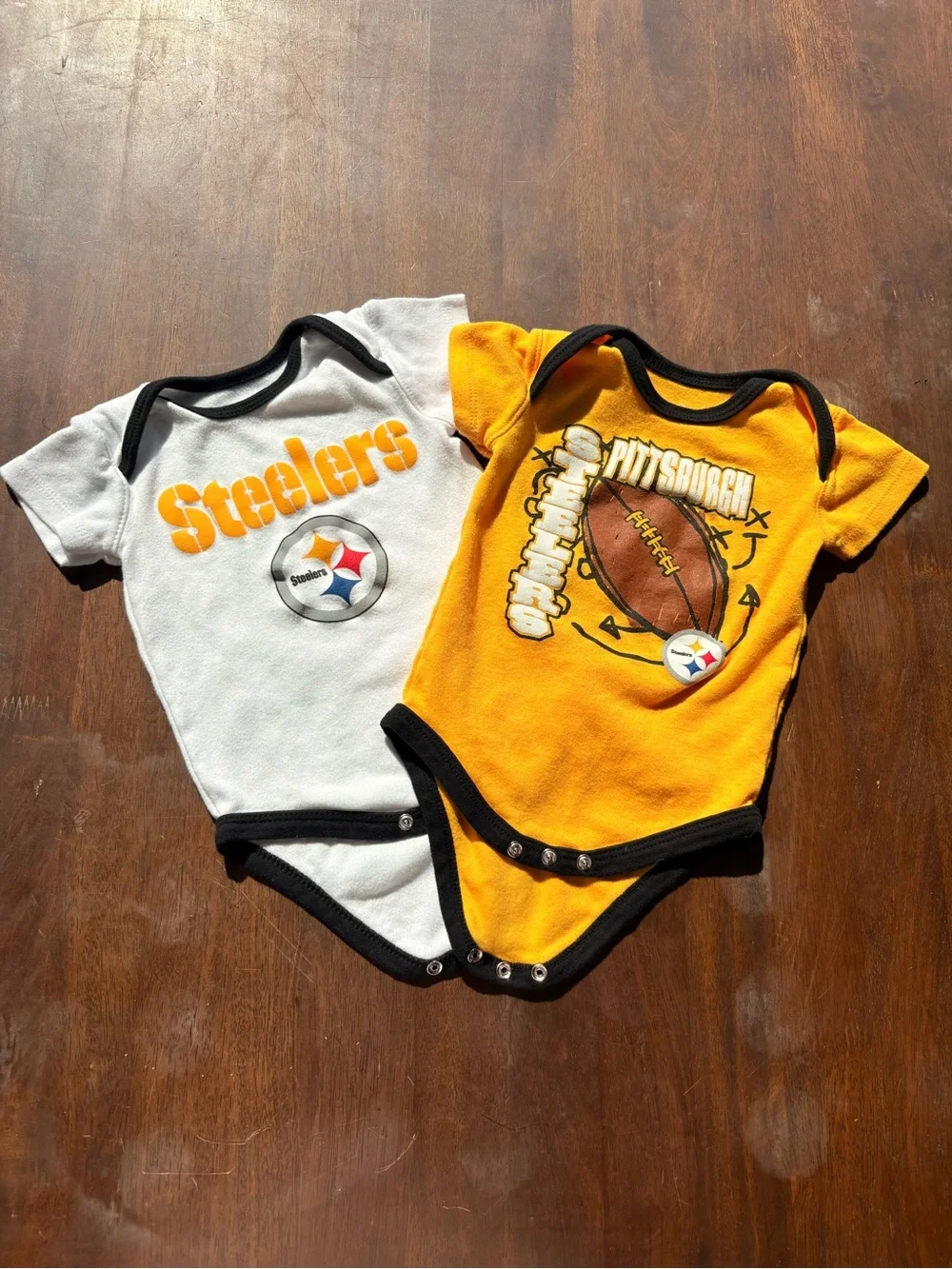 NFL Pittsburgh Steelers Baby Bodysuit Set - Yellow, White & Black Trim